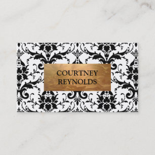 Cartão De Visita Cobre preto e branco retro da cor damasco