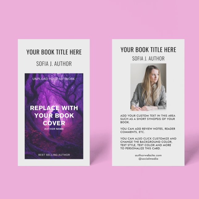 Cartão De Visita Cobrir de Livro e Promocional de Foto do Autor Wri (Criador carregado)