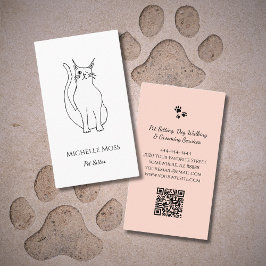 Cartão De Visita Cócitos Desenho de Gato QR Código profissional Pet