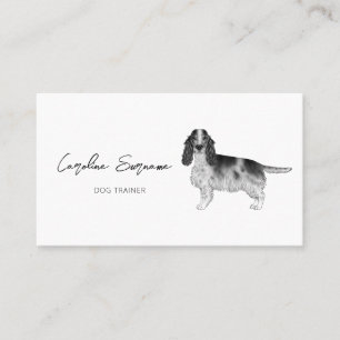 Cartão De Visita Cocker Spaniel em Preto e Branco & Texto Personali