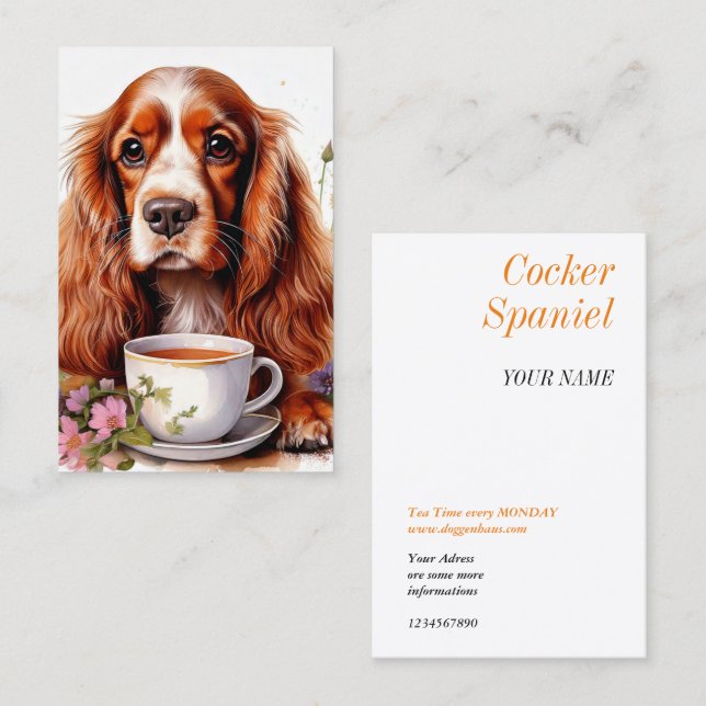 Cartão De Visita Cocker Spaniel preto branco (Frente/Verso)