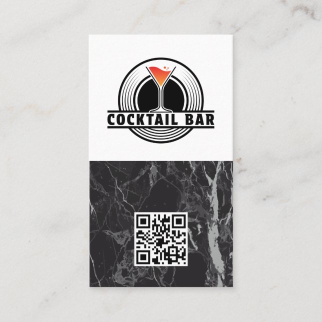 Cartão De Visita Cocktail Bar Logo Graphic | QR Code (Frente)