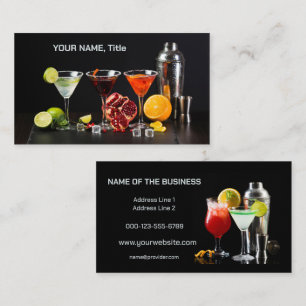 Cartão De Visita Cocktails de texto personalizados