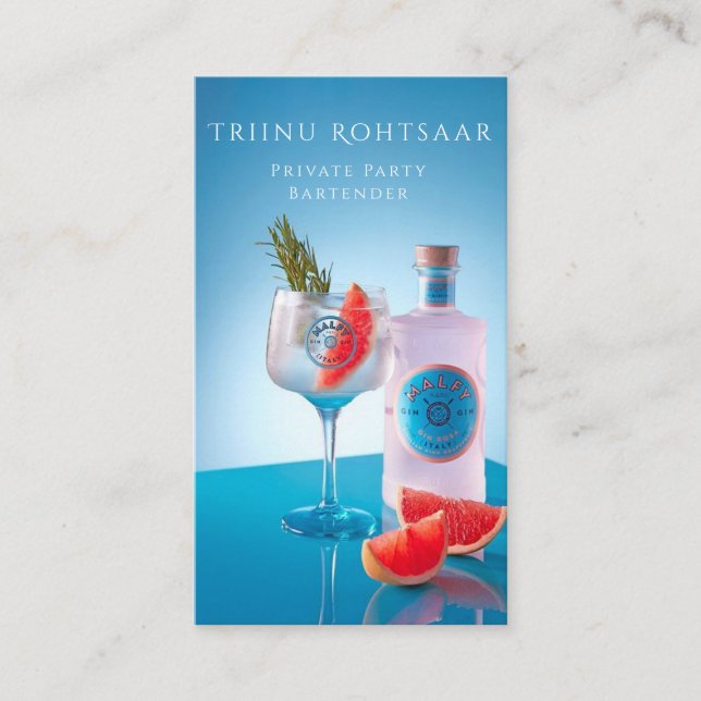 Cartão De Visita Coctails de Barman de Parceiros Privados (Frente)