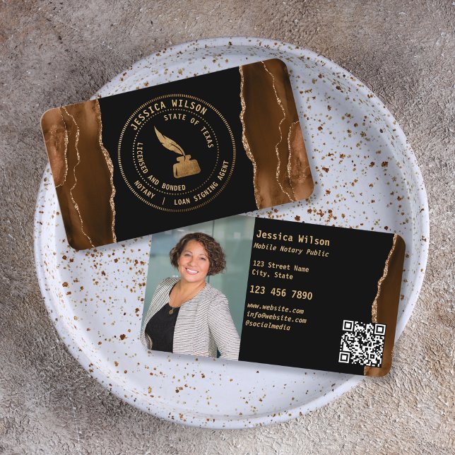Cartão De Visita Cód. QR de Foto de Assinatura de Empréstimo Públic (notary stamp)