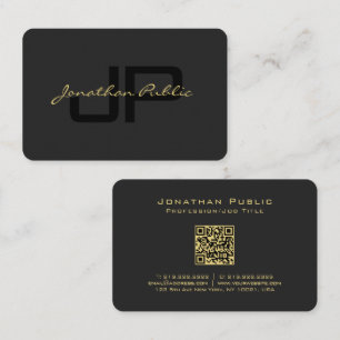 Cartão De Visita Cód. QR Personalizado Caligração Texto Dourado Eur
