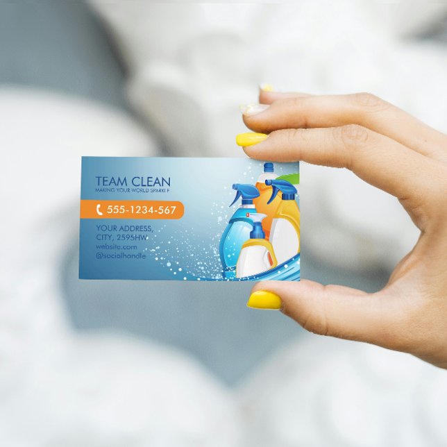 Cartão De Visita Cód. QR profissional da empresa de limpeza (Criador carregado)