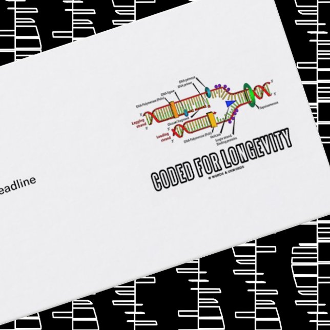 Cartão De Visita Codificado para Longevidade (Replicação de DNA) (Business card for anyone who has family ancestors who lived long w/ saying "Coded For Longevity")