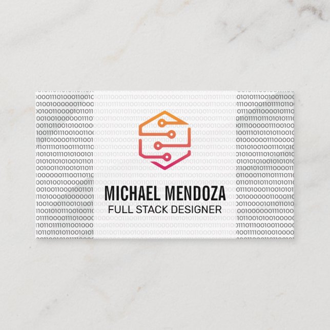 Cartão De Visita Código binário | Logotipo técnico de programação (Frente)