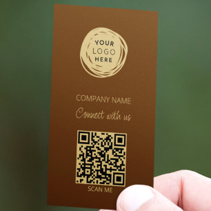 Cartão De Visita Código Brown QR Logotipo comercial Moderno