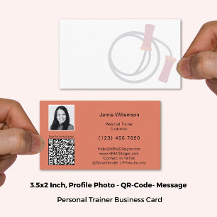 Cartão De Visita Código de Foto Simples QR Mensagem Pessoal Laranja