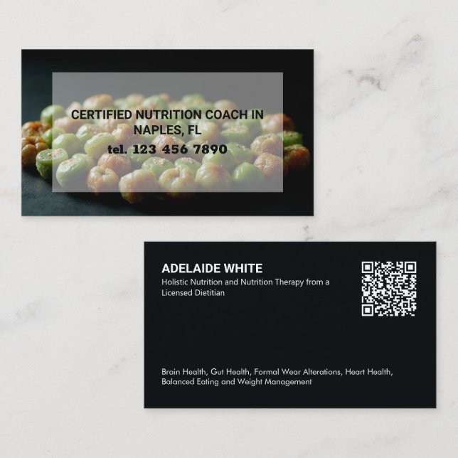 Cartão De Visita Código de QR Dietitiano Nutricional (Frente/Verso)