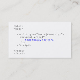 Cartão De Visita Código macaco Javascript