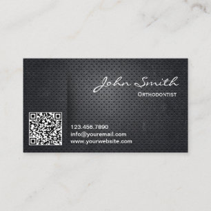 Cartão De Visita Código preto do metal QR do Orthodontist