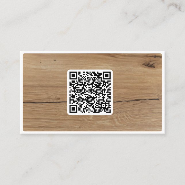 Cartão De Visita Código QR 100% estilo de madeira orgânica natural  (Frente)