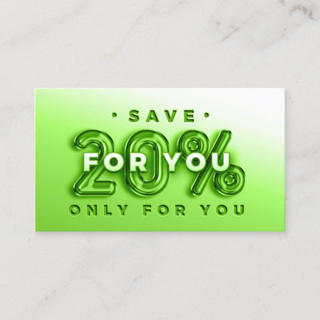 CARTÃO DE VISITA CÓDIGO QR 20% OFF DICOUNT LEALIDADE DO PROMOCIONAL (Frente)