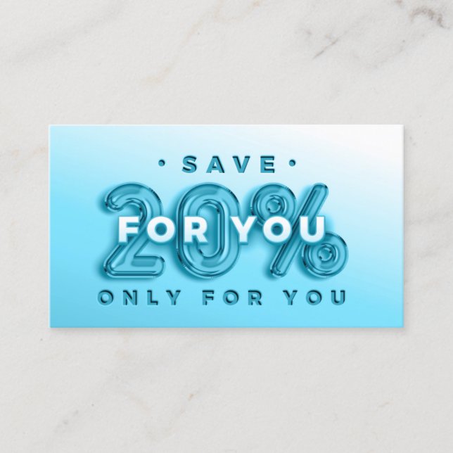 CARTÃO DE VISITA CÓDIGO QR 20% OFF DICOUNT PROMOCIONAL INSERIR AZUL (Frente)