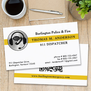 Cartão De Visita Código QR 911 do Dispatcher Custom Emergency Servi