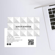 Código QR Abstrato Branco Geométrico Moderno Ousad