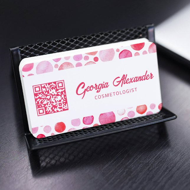 Cartão De Visita Código QR Abstrato Cosmetólogo de Tendência Modern (Criador carregado)