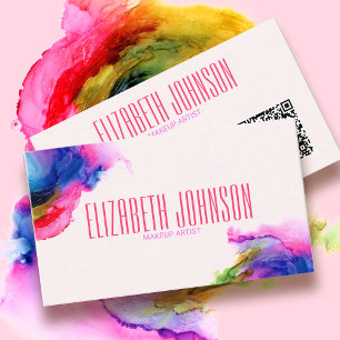 Cartão De Visita Código QR Abstrato do Arco-Íris Moderno Elegante C