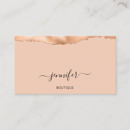 Cartão De Visita Código QR Abstrato Rosa Peach de cobre