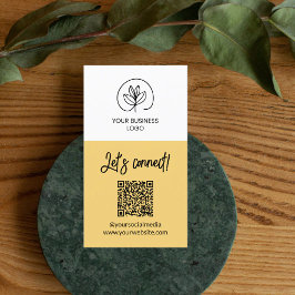 Cartão De Visita Código QR Amarelo Let's Connect de um lado só