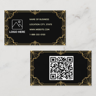 Cartão de Visita Código QR Art Deco Ouro Preto