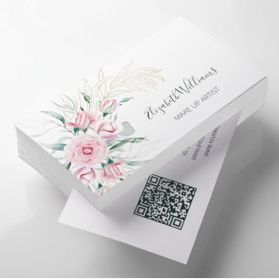 Cartão De Visita Código QR   Artista De Invólucro Floral Com Lâmpad