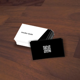 Cartão De Visita Código Qr Artista Moderno Preto&Branco