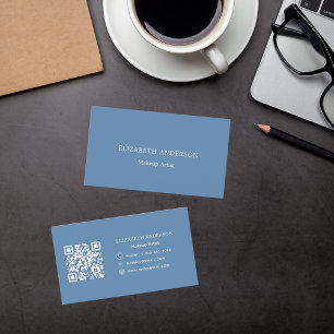Cartão De Visita Código qr azul empoeirado