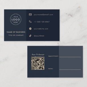 Cartão De Visita Código QR Azul Marinho Moderno Corretor Imobiliári