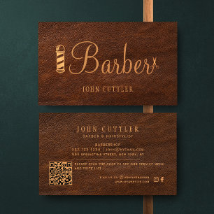 Cartão De Visita CÓDIGO QR barbearia vintage poste de barbeiro de c