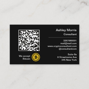 Cartão De Visita Código QR Bit Me Aceitamos Bitcoin Dourado person