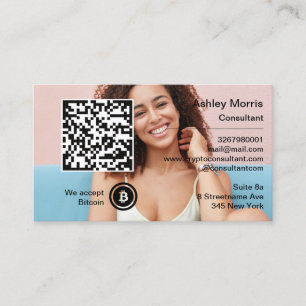 Cartão De Visita Código QR Bit Me Aceitamos Bitcoin Foto Simplesme
