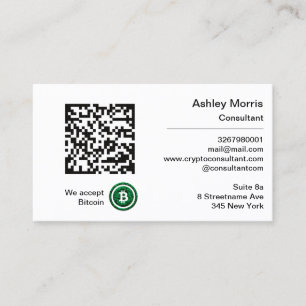 Cartão De Visita Código QR Bit Me Aceitamos Bitcoin Logotipo do co