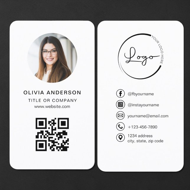 Cartão De Visita Código QR Branco Foto (Criador carregado)