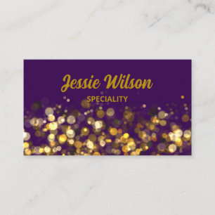 Cartão De Visita Código QR brilho luz ouro violeta profissional