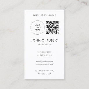 Cartão De Visita Código QR Carregue seu próprio logotipo para o mín