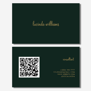 Cartão De Visita Código QR Carvões Script Dourado Quic Monograma