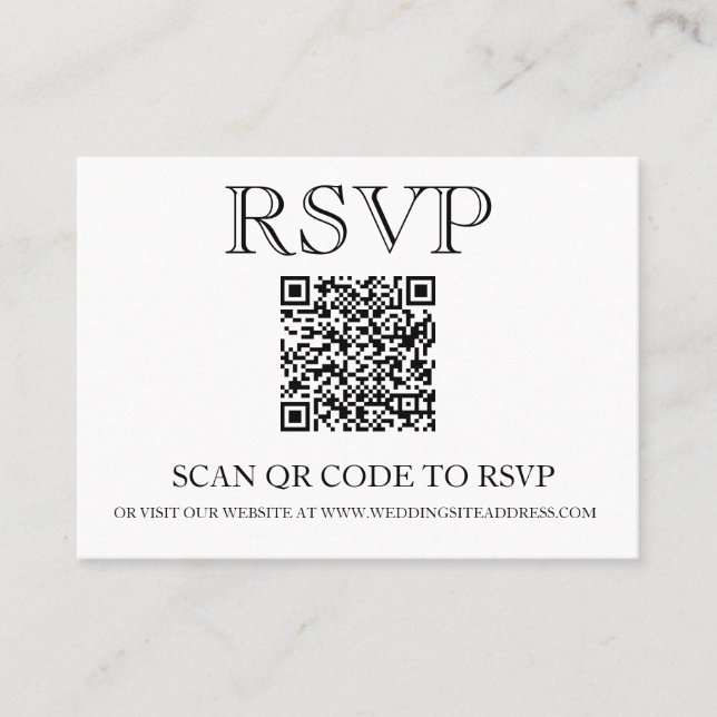 Cartão De Visita Código QR Casamento RSVP Simples (Frente)
