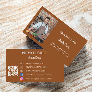 Cartão De Visita Código QR: Chef chocolate marrom catering catering