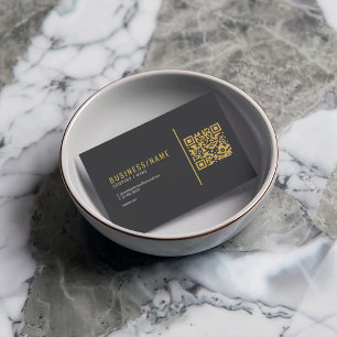 Cartão De Visita Código QR cinza ardósia e dourado luxuoso
