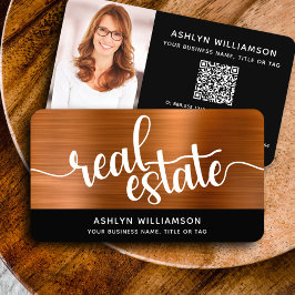 Cartão De Visita Código QR - Codificado do Agente Imobiliário Preto