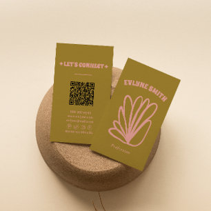 Cartão De Visita Código QR Colorido Desenhado à Mão com Estilo Flor