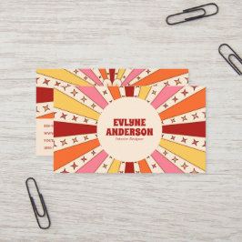 Cartão De Visita Código QR Colorido do Groovy 70s 60s Trendy Boho