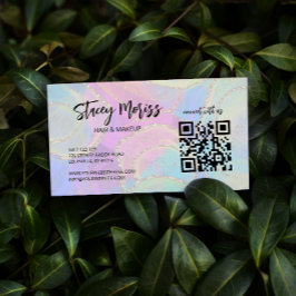 Cartão De Visita Código QR Colorido Dourado de Tendência Brilhante 