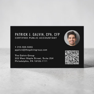 Cartão De Visita Código QR Contador CPA Foto Preta