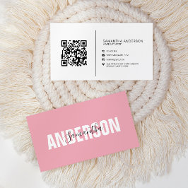 Cartão De Visita Código QR cor-de-rosa-claro minimalista profission