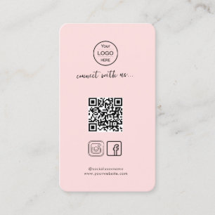 Cartão De Visita Código QR cor-de-rosa na moda para Instagram e Fac